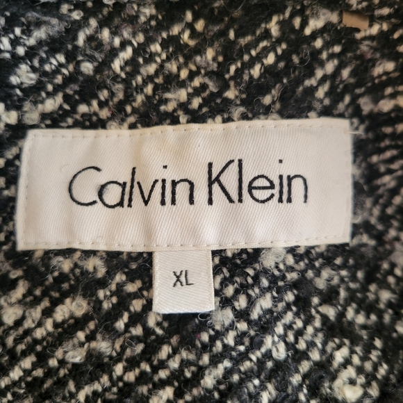 Calvin Klein Black & Cream Boucle Wool Coat Size XL - Picture 4 of 4